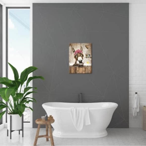 Bathroom Decor Funny Canvas Wall Art Donkey Picture Decor Farmhouse NEW 12 X 16 - Picture 9 of 15